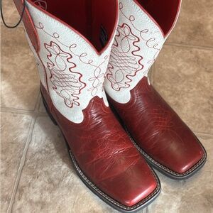 Red and White Ariat Cowboy Boots
